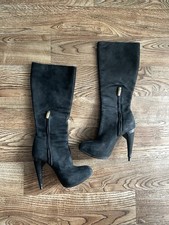 Roberto Cavalli scarpe donna scamosciate sopra il ginocchio stivaletti tacco taglia 37 - 6 US