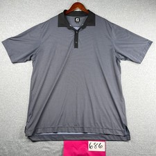 Footjoy Performance Golf Polo Shirt Mens 2XL Gray Black Micro Check Stretch