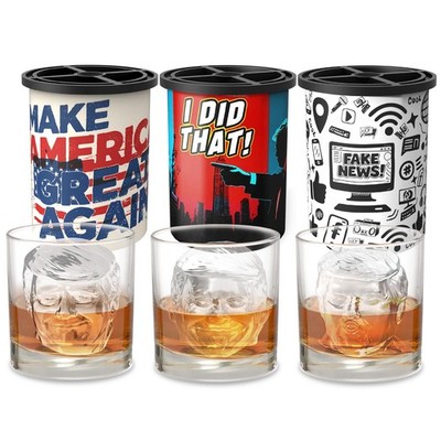 Clear Ice Cube Maker - 3 PACK - Funny Stainless Steel Whiskey & Cocktails &