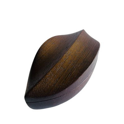 Vintage Hand Carved Wood Trinket Box Lidded Leaf Shape MCM Jewelry Keepsake