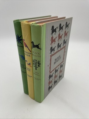 Lot of 3 Vintage Junior Deluxe Edition Books - Blk Beauty, Robinson Cru, Kidnapp