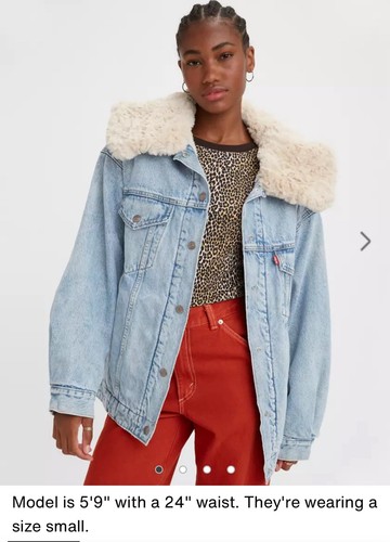 NWT Womens Levi’s Premium Relaxed Oversized Sherpa Trucker Jacket Sz Med - Picture 2 of 8
