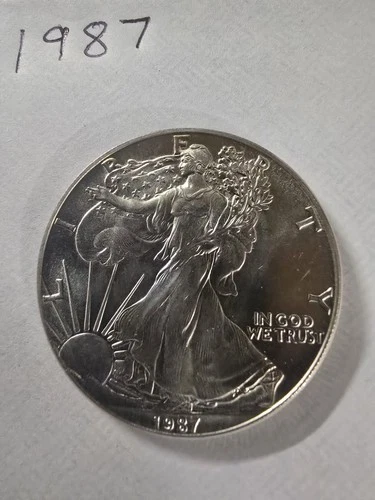 USA 1987 Walking Liberty Silver Eagle $1 Coin Uncirculated One Dollar 31.15g