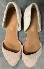 Womens Toms Jutti Dorsay Flats Suede Open Sides Shoes Beige Sand Sz 8