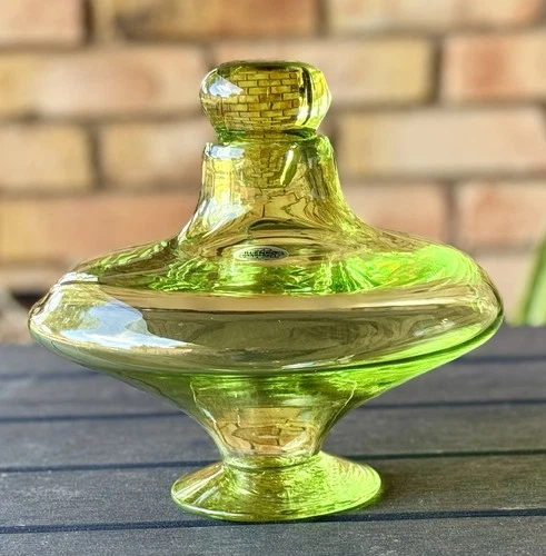 BLENKO Absinthe Green UFO Visitors Glass Decanter #21/51. 1st Quality Blenko Now