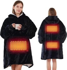 Wearable Heated Blanket Hoodie, USB Heated Oversized Hooded Blanket Adult 3 Heat