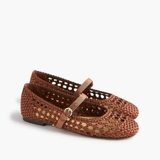 J. Crew Satiny Woven Mary Jane Flats Shoes Comfort Antique Oak Size 10 NWOB