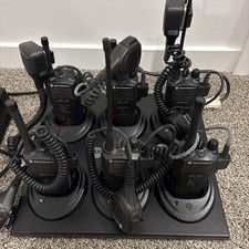 6 Used Motorola CP200 16 Ch UHF Radios  AAH50RDC9AA2AN Gang Charger  Batteries
