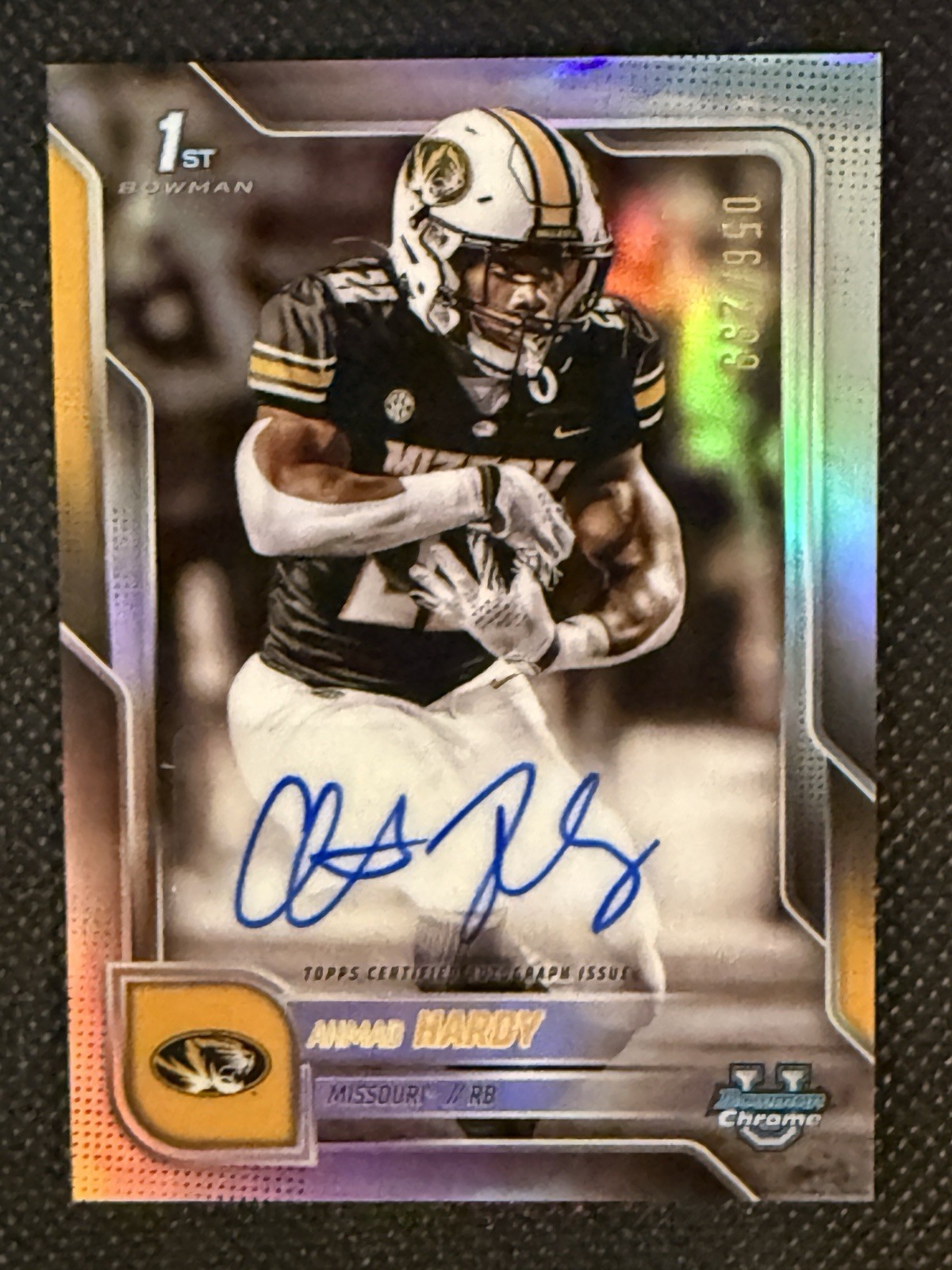 2025 Bowman Chrome U Ahmad Hardy #BCA-AHA 1st Refractor Auto /299 Missouri RC