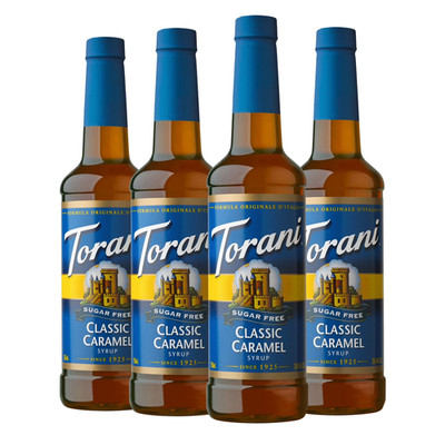 (4 Pack)  Sugar Free Classic Caramel Flavoring Syrup, Coffee Flavoring, Drink Mi
