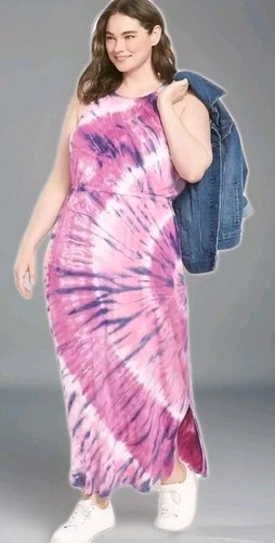 LANE BRYANT PINK TIE DYE MAXI DRESS SIZE 14/16 NWT