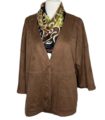 VETEMENTS Bob Timberlake donna M L giacca marrone cioccolato ecopelle scamosciata dolman maniche kimono