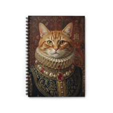 Whimsical Ginger Renaissance Cat Spiral Notebook