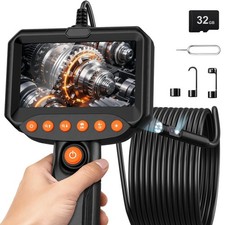 Dual Lens Endoscope Camera with Light, 1920P HD Industrial Borescope with 4.3...