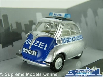 CARARAMA BMW ISETTA 250 MODELL BUBBLE CAR POLIZEI POLIZEI SILBER MASSSTAB 1:43 MICRO K8