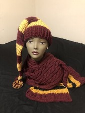 Cozy Beautiful Hand Made Hat And Scarf Harry Potter Colors 