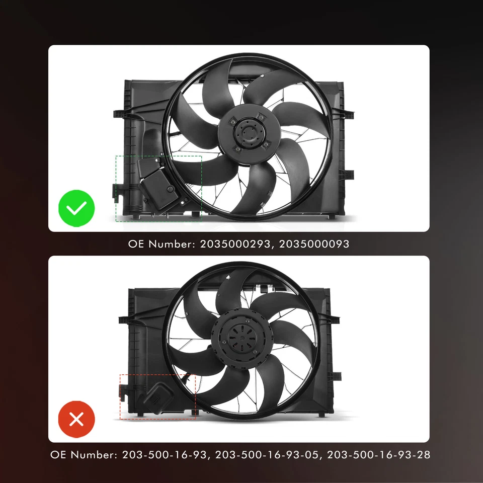 1x Conjunto de ventilador de refrigeración del radiador con motor sin escobillas para Mercedes-Benz C230 C240 Foto 2 de 4