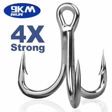 10~30Pcs 4X Strong High Carbon Steel Treble Hooks Fishing Triple Hook Lure Hooks