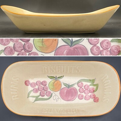 Los Angeles Potteries BISCUITS ROLLS BREADS BUNS Serving Dish/Bowl USA 14''x7''x3''