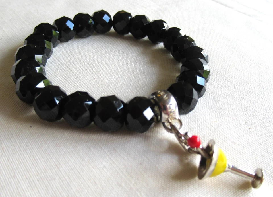 THOMAS SABO STERLING SILVER BEADED BRACELET MARTINI GLASS CHARM 925 26.39g 23359 Foto 3 de 4