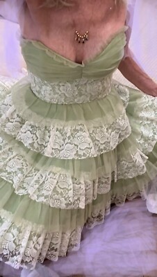Betsey Johnson Vintage Size 2 Prom Dress Sorbet Green Corset Tulle Ruffled  Lace | eBay