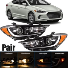 For 2017-18 Hyundai Elantra Pair Hi/Low Beam Turn Signal Light Halogen Headlight