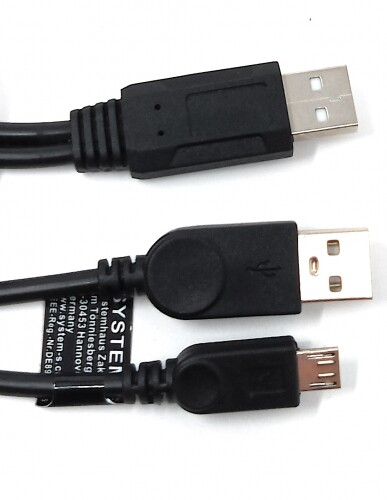 USB 2.0 Y Kabel 25cm Typ A Stecker zu Typ A und Micro B Stecker Adapter Schwarz - 第 2/4 張圖片