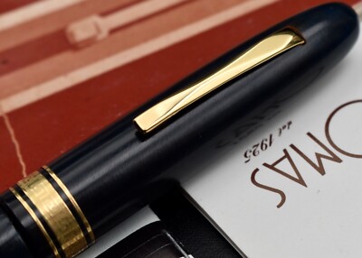 OMAS AM 87 Briarwood Blue Fountain Pen 14k 585 Two tone F Nib Box