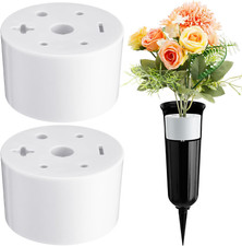 2 Pcs Cemetery Grave Vase Inserts Plastic Cemetery Flowers Holder Bracket with 7