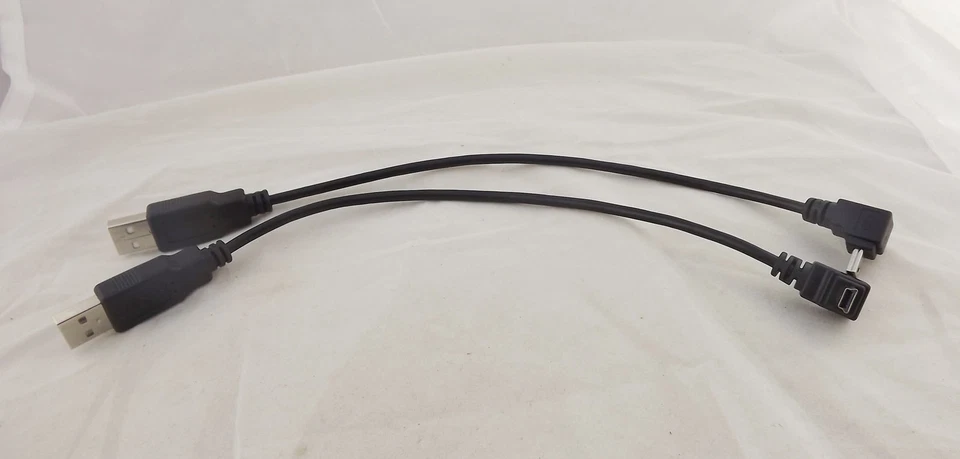 10x USB Mini 5 Pin Down 90°Angle Male To USB 2.0 A Male Plug Data Adapter Cable - Image 2 of 4