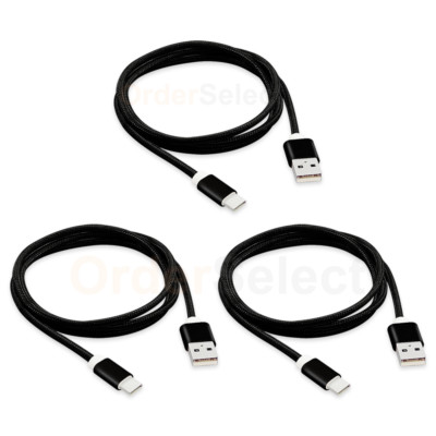 3X USB Type C Braided Nylon Charger Data Sync Cable Cord for Android Cell Phone