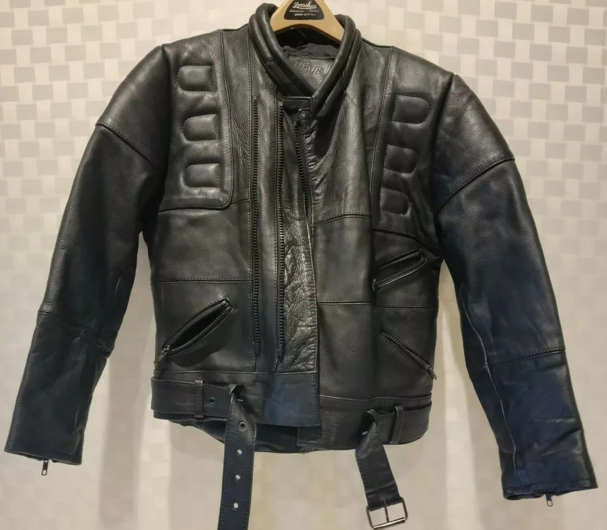 LOUIS International Vintage Biker Motorcycle Leather Jacket Wings