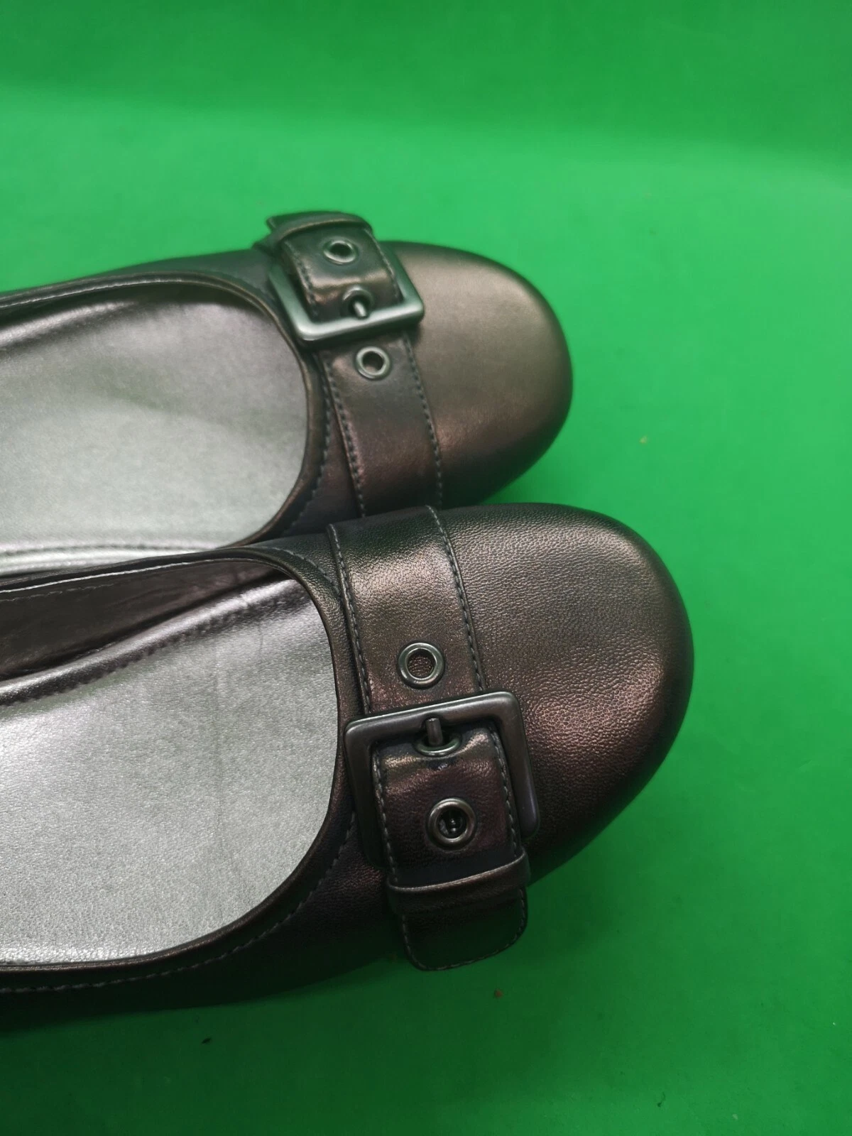 Scarpe mocassini ECCO donna marrone grigio pelle slip on fibbia zeppa misura 40 9 5