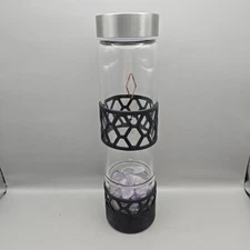 Divine Gratitude Crystal Water Tea Infuser With Purple Stones, Removable Grips