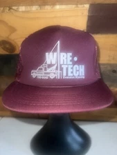 NEW Vintage 80s 90s Wire Tech Company maroon Red Hat Cap snapback Yupoong brand