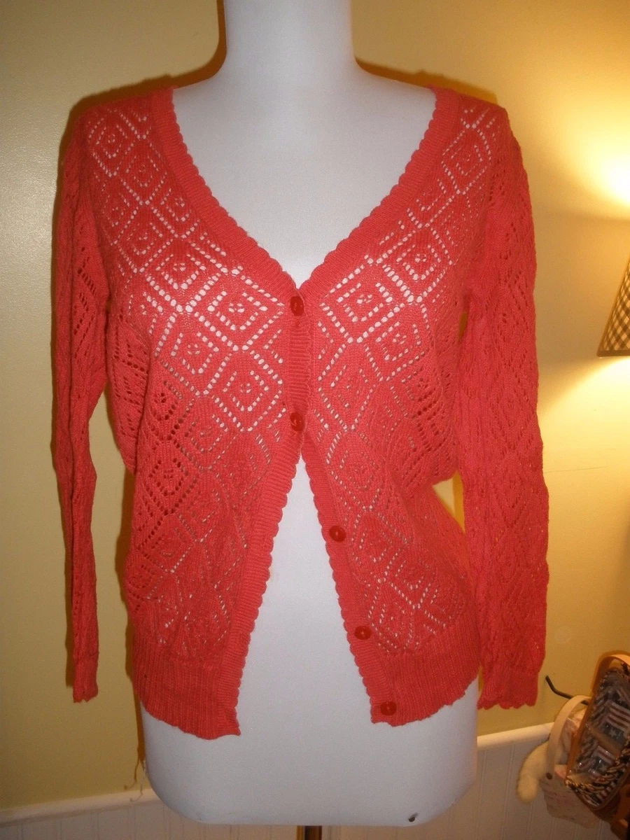 Old Navy Perfect Fit orange cardigan sweater long sleeves women s medium 13
