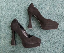 ESSEX GLAM Black Faux Suede High Heel Shoes Size; UK 8