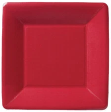 Boston International - 7" Square Plate Classic Linen Red - PEK10110