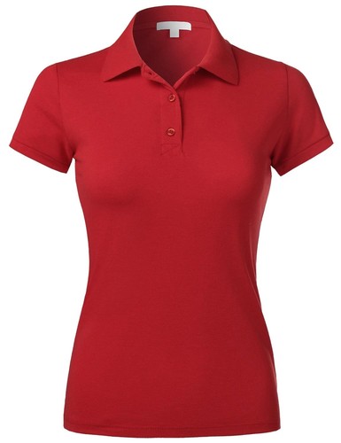 WOMENS POLO Shirts Premium Soft Short Sleeve Casual Uniform Extra Slim Tee - Picture 45 of 80