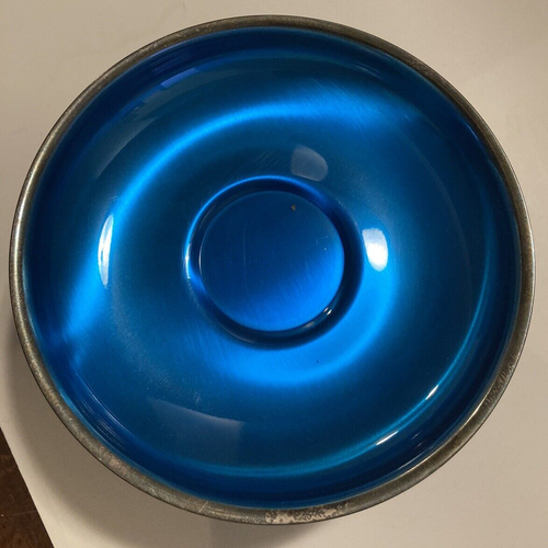 Onieda Silversmiths Pedestal Compote/Candy Dish with Blue Enamel Top Vintage - Picture 8 of 8
