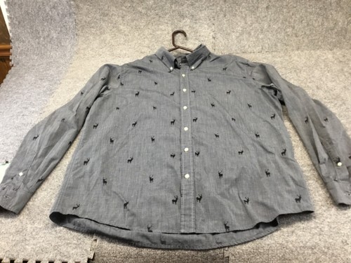 Chaps Dress Shirt Mens XXL Gray Moose Deer Outdoor Hunter Button Up - Picture 2 of 8
