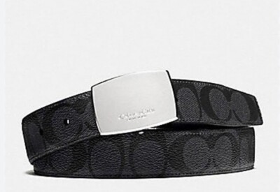 AUTHENTIC BLACK & GRAY SIGNATURE COACH BELT Authentic Coach Signature Embossed Mens Reversible black  main image 3