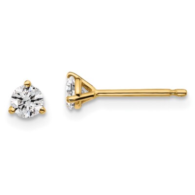 14K Gold Lab-Created Diamond 1/3ctw Certified VS/SI, D E F, 3 Prong Earrings