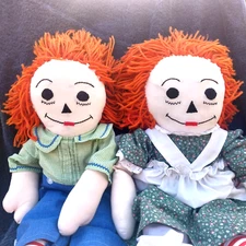 Vtg 24" Raggedy Ann and Andy Dolls Stuffed Plush Johnny Gruele's 1970s Plush