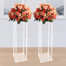 2PCS 39" Acrylic Flower Stand Column Vase Centerpieces Clear Wedding Decoration