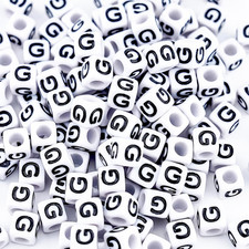 500Pcs Letter Pony Beads G 6X6Mm Individual White Acrylic Alphabet Beads for Fri
