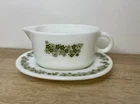 Vintage Pyrex Spring Blossom Crazy Daisy Pattern Gravy Boat and Underplate Combo