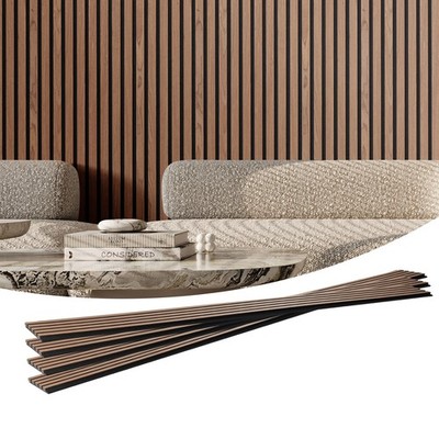 Uimoso 4 Pack Wood Slat Acoustic Panels 7.9 x 94.5 inch Modern Decor Walnut