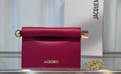 Jacquemus La Pochette Rond Take-Out Clutch Bag   Rose Red Small Size NEW