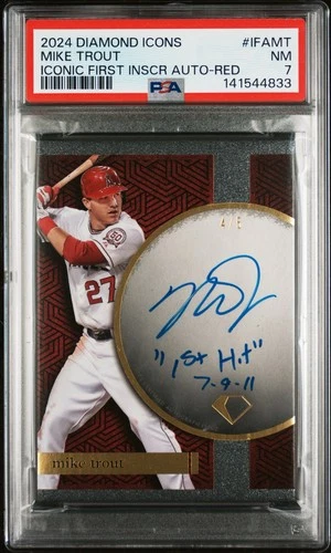 2024 Topps Diamond Icons Mike Trout Auto Red /5 Iconic First Inscription PSA 7